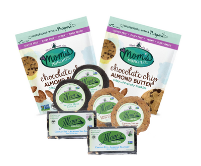 Gluten-Free, Dairy-Free, Plant Based, Low In Natural Sugar, Non-GMO Project Verified. Includes our Skinny Mint Cookie(2), Chocolate Chunk Hemp Cookie(2), Almond Sea-Salt Bar(2) and our newest Chocolate Chip Almond Butter Cookie(2). Healthy and Delicious Snacks. All Ingredients are ORGANIC or ALL NATURAL
